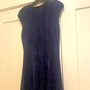 Hugo Boss Deep Navy Pleated Midi Dress